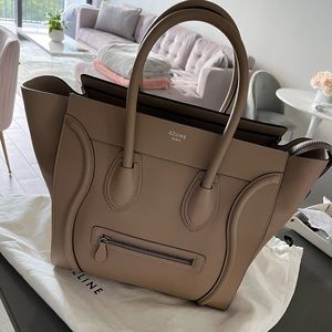 MINI LUGGAGE HANDBAG IN DRUMMED CALFSKIN DUNE